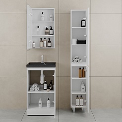 Style Line Тумба с кварцевой раковиной антрацит Батлер 50 белая Люкс антискрейтч Plus – фотография-7